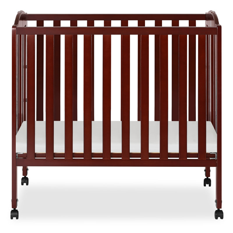 Cherry Pine 3-in-1 Portable Folding Crib with Locking Wheels