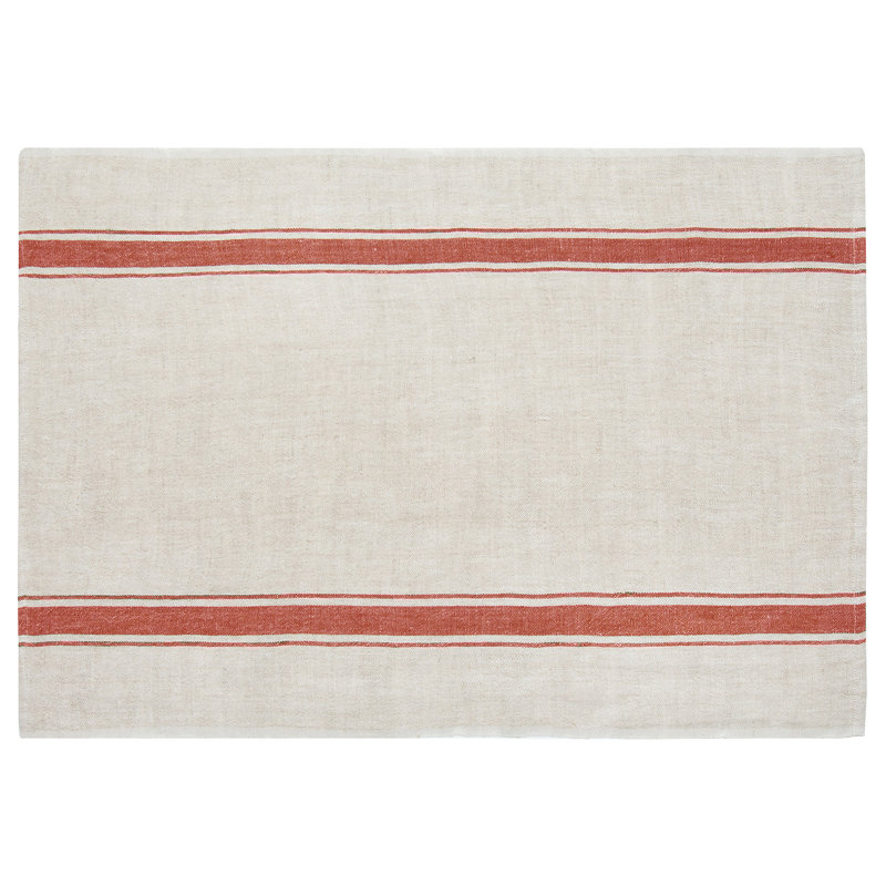 Marseille Striped Tea Towel, Red/Natural