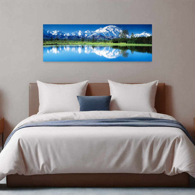 «Denali National Park Ak Usa», art contemporain de paysage forestier abstrait, H 16 po x l 48 po