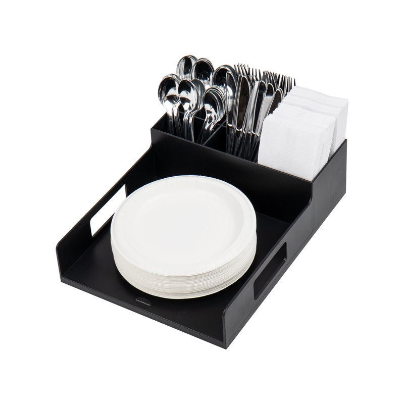 Black Plastic 7-Compartment Cutlery Organizer Tray