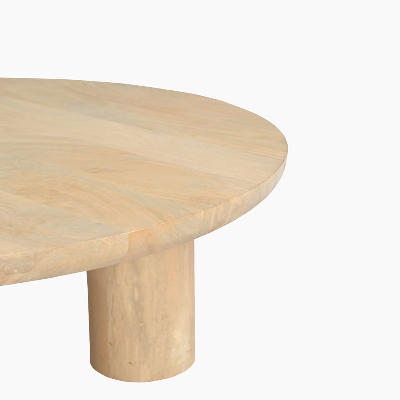 Solid Wood Three Leg Coffee Table, Dark Brown Wood
