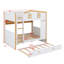 Lit superposé en forme de maison ludique avec tablettes intégrées et lit gigogne escamotable
