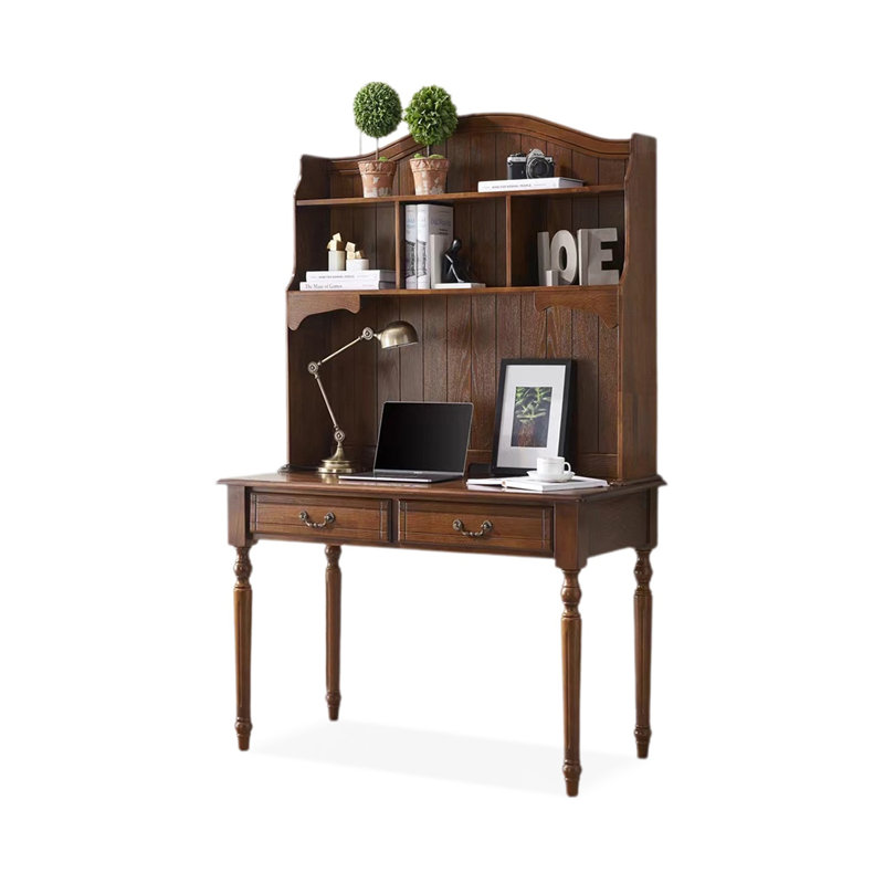 Bureau de direction rectangulaire en bois massif avec tiroirs Nut-brown, Nut-brown, 29.92"H*39.37"W*19.69"D