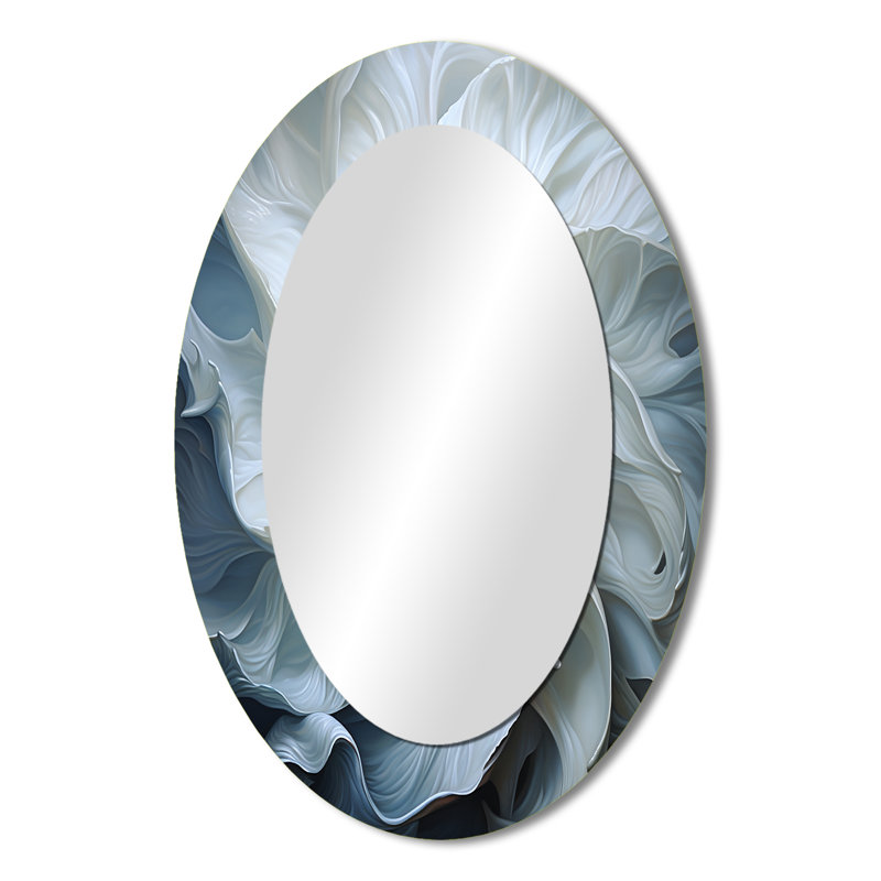 Seashell Monochromatic Whispers I - White Oval Wall Mirror Decor, 36" x 24"