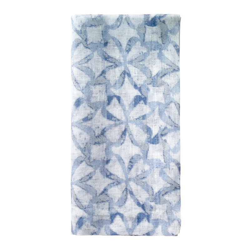 Shamrock Metallic Print Napkin, Ice Blue
