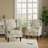 Duward Damask White Floral Upholstered Wingback Accent Chair with Nailhead Trim-2112725038