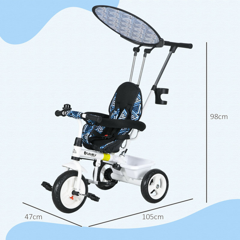 HOMCOM Trike 6 in 1 Baby Trike Push Handle for 18Months-5 Years, Dark Blue