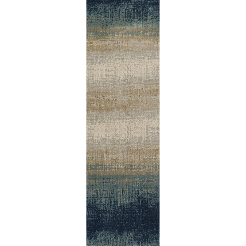 Tapis bleu dégradé 7 pi 9 po x 9 pi 10 po Genevieve, 2 pi 2 po x 7 pi 7 po