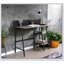 Bureau en chêne rustique et noir avec base en métal durable et rangement à 2 niveaux pour la maison ou le bureau