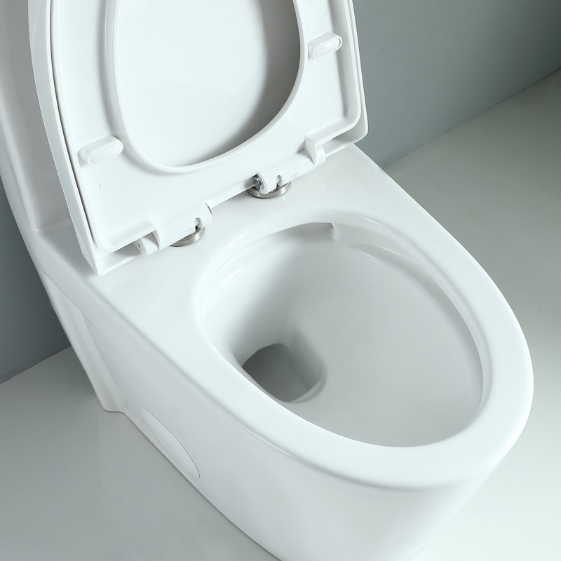 Elongated Toilet Seat Quiet-Close Plastic with Seat Cover, Quick Attach 17.72" L, Glossy White, Glossy White