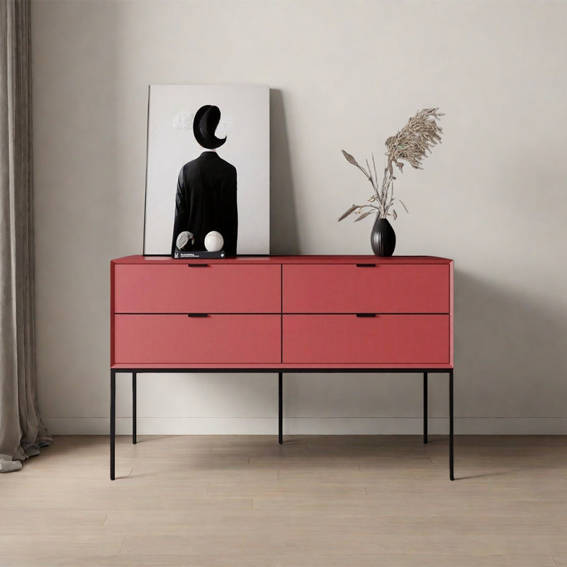 Modern Minimalist Practical Console Table, Burgundy, 31.5" H x 47.24" W x 15.75" D