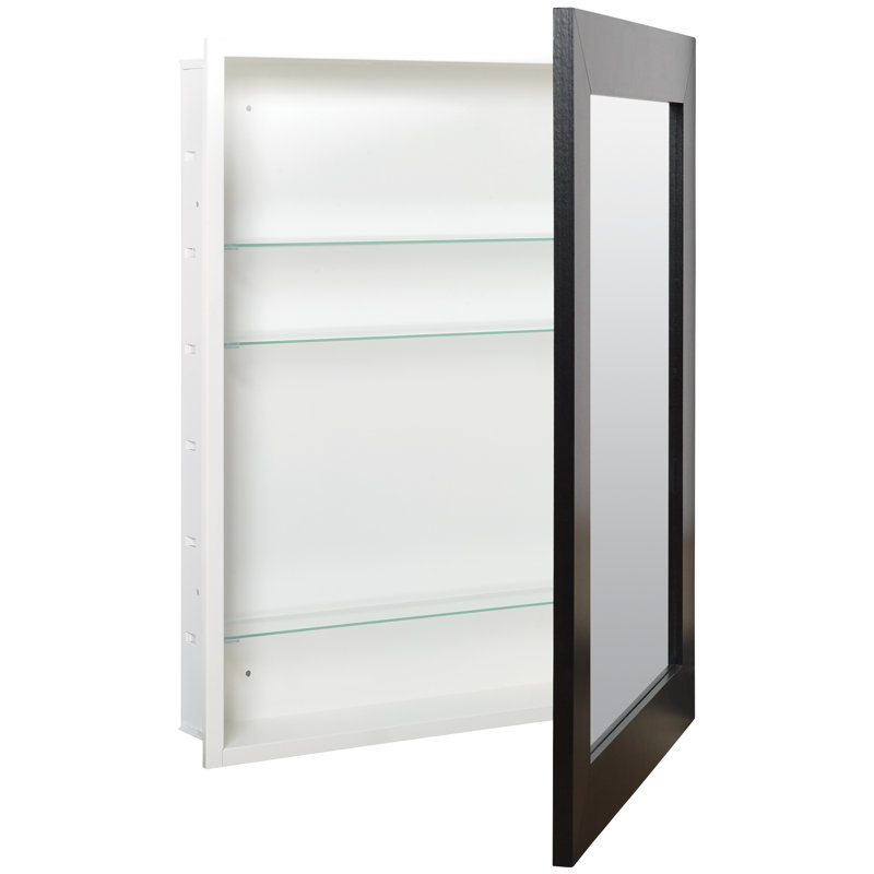 Armoire à pharmacie encastrée avec 1 porte et 2 tablettes réglables, Noir, H 30,63 po x l 24,63 po x P 5,25 po