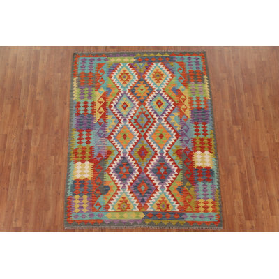 Reversible Wool Kilim Oriental Area Rug 5x7
