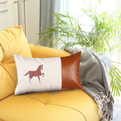 Coussin lombaire en similicuir avec fermeture à glissière 20 po x 12 po