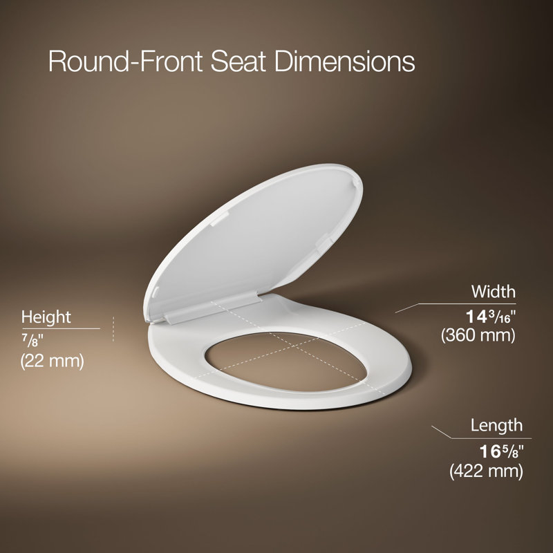Brevia Toilet Seat with Quick-Release Hinges and Grip-Tight Bumpers, Round, White