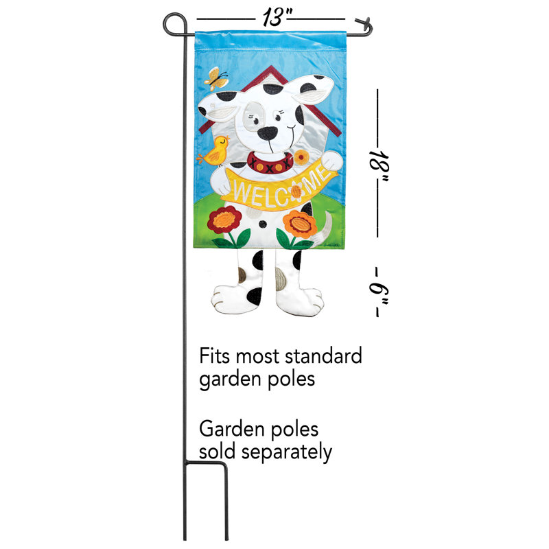 Drapeau de jardin en polyester 24 po x 13 po Dog Welcome
