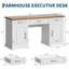 Bureau de direction 60 po avec tiroirs, bureau à domicile en bois avec armoires de rangement, bureaux d'ordinateur de ferme pour la maison, le bureau, le bureau, blanc antique