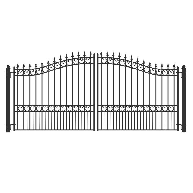 Automated Steel Dual Swing Driveway Gate and Gate Opener Complete Kit – LONDON Style – ETL Listed, 16ft. W x 6 ft. H