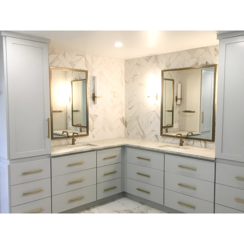 Wood Framed Mirror with Safety Backing Ideal for Bathroom / Vanity Mirror Ellis Collection, Champagne Bronze, 26" x 56"