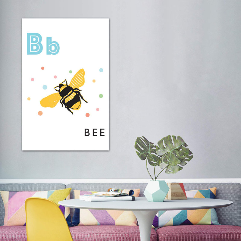 Alphabet Flash Card B - impression d'art graphique, Toile tendue, H 60 po x l 40po x P 1,5 po, Pas de tapis