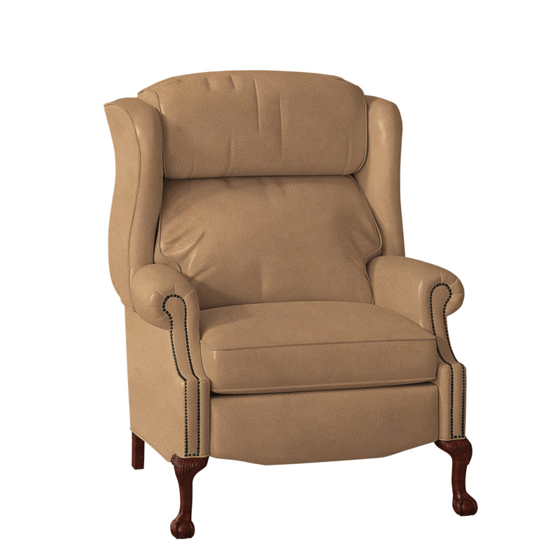 Fauteuil inclinable en cuir Maxwell, Cuir véritable Fumo Aline, Acajou, Manuel
