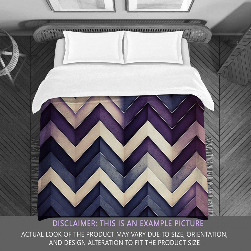 Chevron Comforter, Twin Extra Long Comforter, Navy/Purple