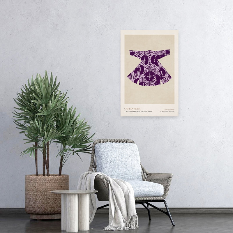 «Mauve Caftan Elegance», art mural traditionnel rétro, H 24 po x l 16 po