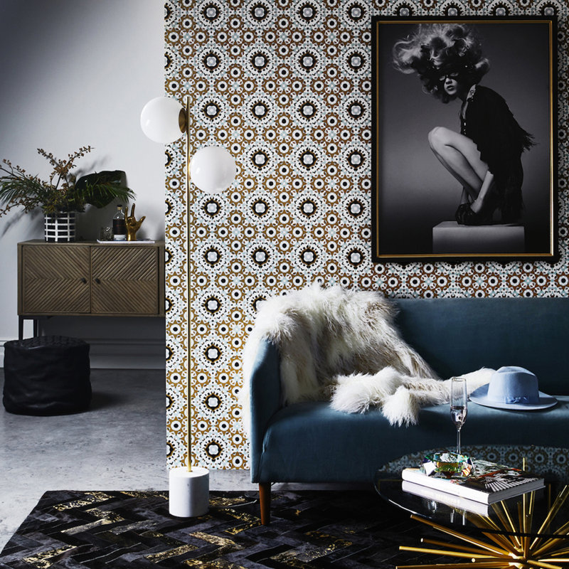 Estrella Cowhide Geometric Area Rug in Black, Runner 2'7" x 13'1"