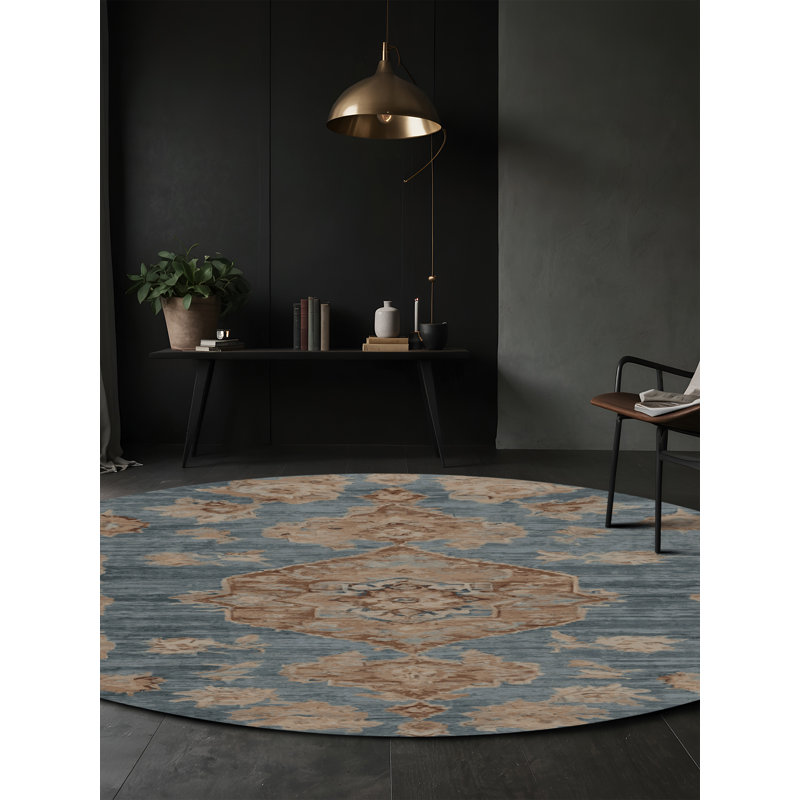 Tapis gris lavable à la machine, Rond 5 pi