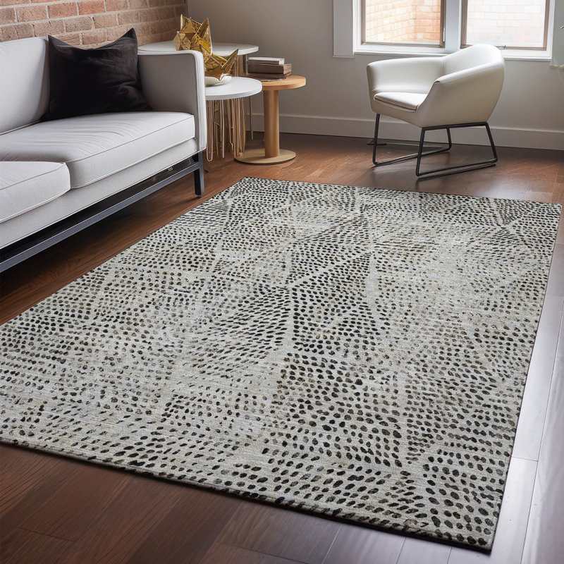 Premium Machine Washable Cerrito AMF591 Gray Rug, Rectangle 8' x 10'