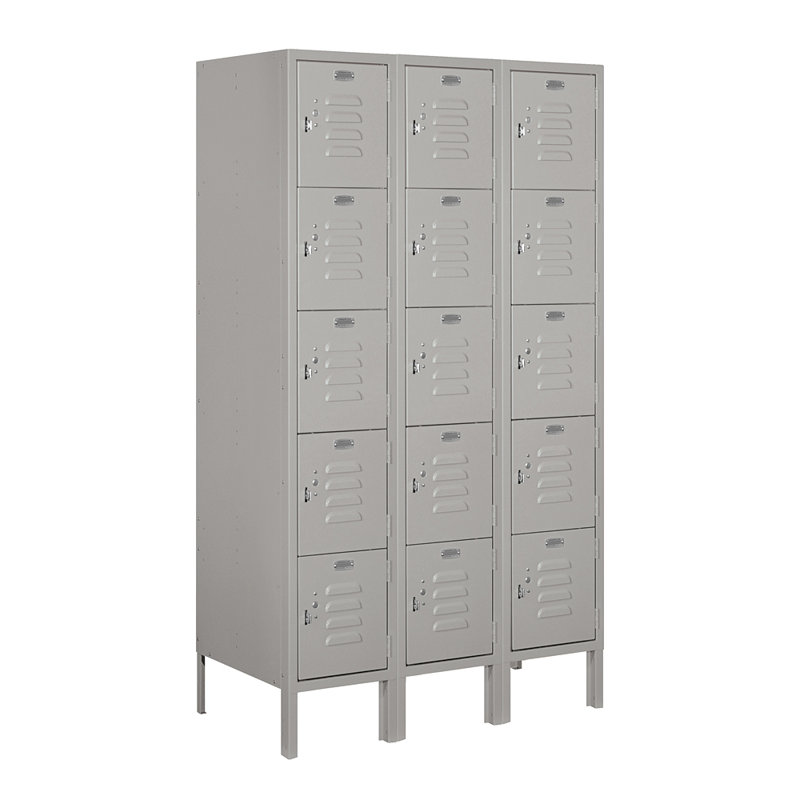 Casier large à 5 étages pour 2 étages, H 66 po x l 36 po x p 18 po, Gris