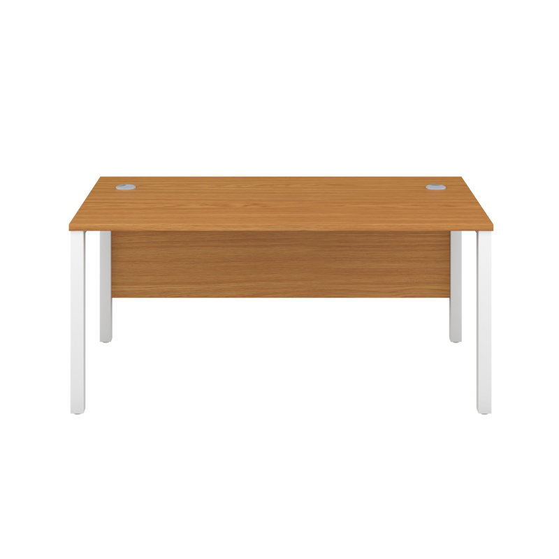 Buariki Metal Base Desk Shell, White, Nova Oak