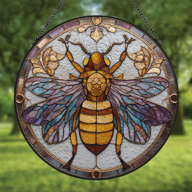 Vitrail Bee Design, 7.8x7.8in(20x20cm)