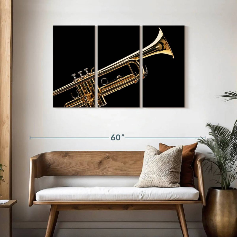 Abarca Polished Brass Trumpet, 28" H x 45" W
