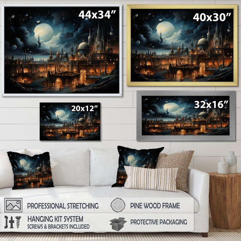 Art de l'Islam, Astronomie de l'Islam II - impression, H 24 po x l 32 po x P 1 po, Cadre flottant blanc