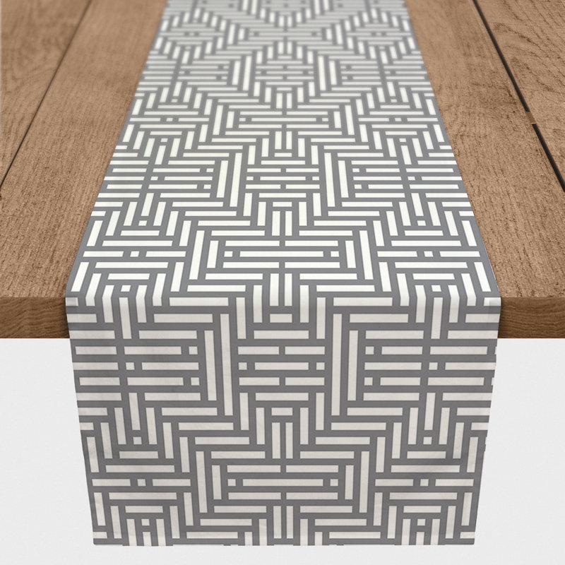 Lynda Table Runner, 90" x 16", Zolder Aztec Lines, Gray
