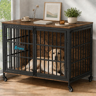 Mobilier de cage pour chien avec portes avant et latérales, chenil robuste pour petits, moyens et grands chiens