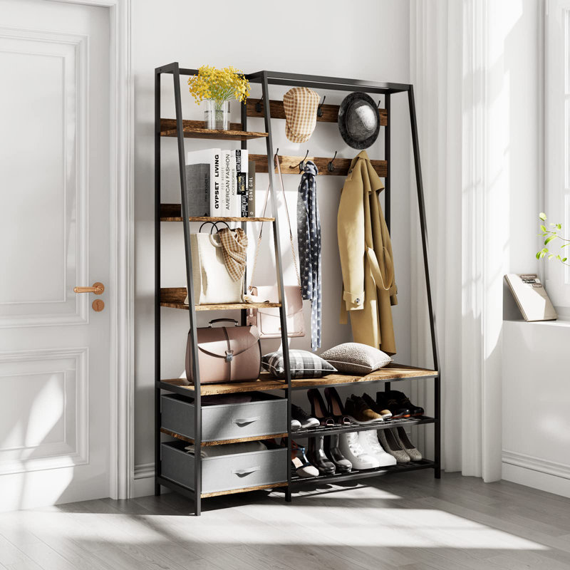 Alvia Hall Tree 122cm Wide with Bench and Shoe Storage