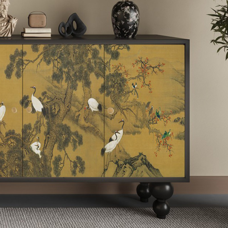 Armoire de rangement rétro de style chinois, H 35,43 po x l 47,24 po x P 15,74 po