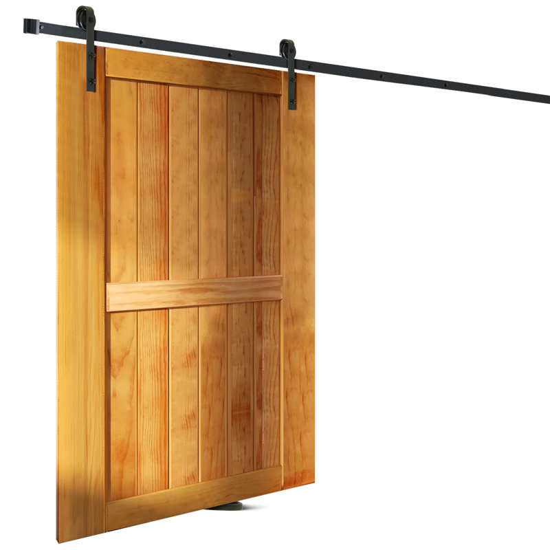 8FT Black Carbon Steel Sliding Barn Door Hardware Kit