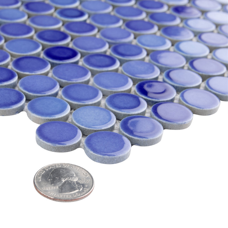 Hudson Penny Round Niagara 11-7/8" x 12-5/8" Porcelain Mosaic Tile