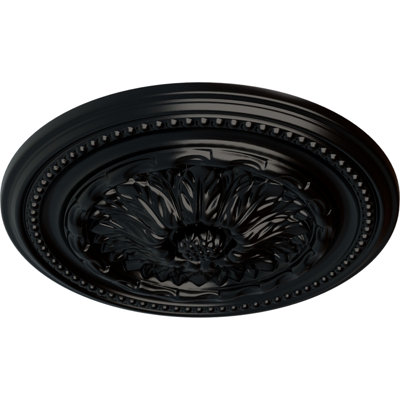 Endurathane Chester Ceiling Medallion, 15 3/4"OD x 1 7/8"P (Fits Canopies up to 2 1/4"), Hand-Painted Jet Black Finish