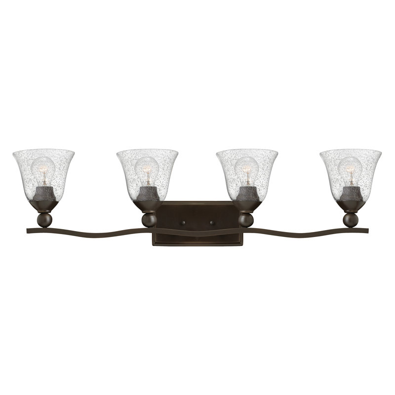 Bolla 4-Light Vanity Light, Olde Bronze, Clear Seedy Glass, Incandescent