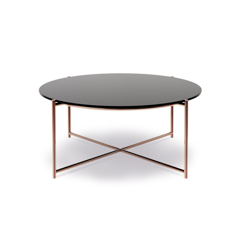 Alnisa Cross Legs Coffee Table, Bronze, Grey, 36.7cm H x 113.5cm W x 113.5cm D