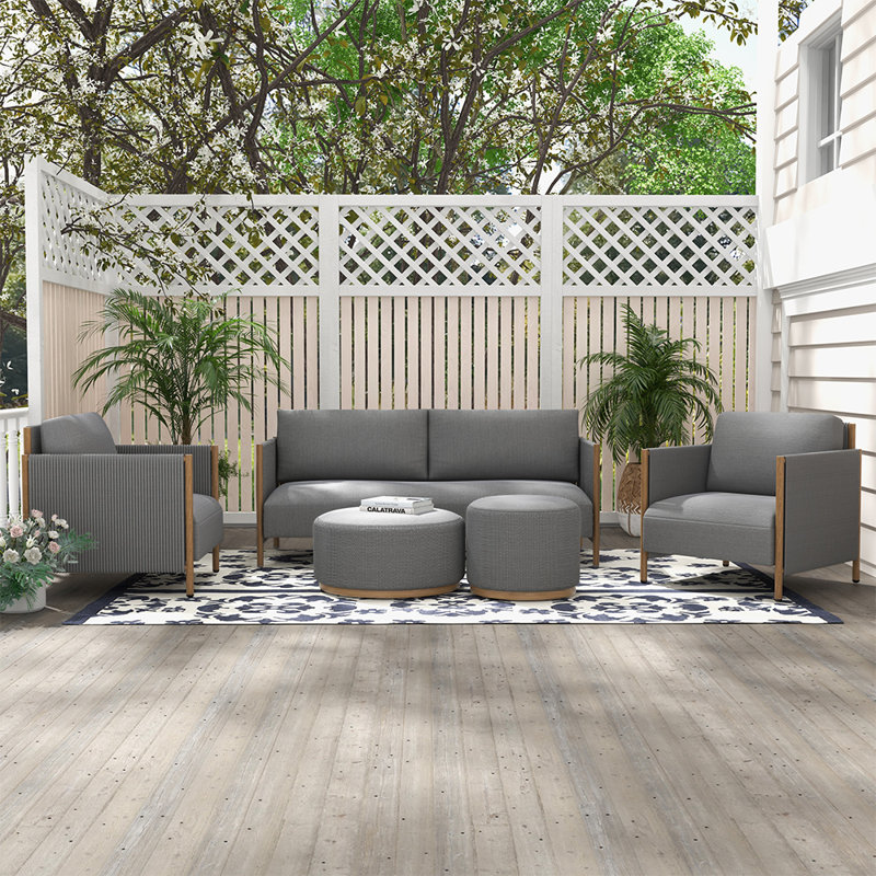 Briles Aluminum 5 Piece Outdoor Sofa Seating Group with Olefin Cushions