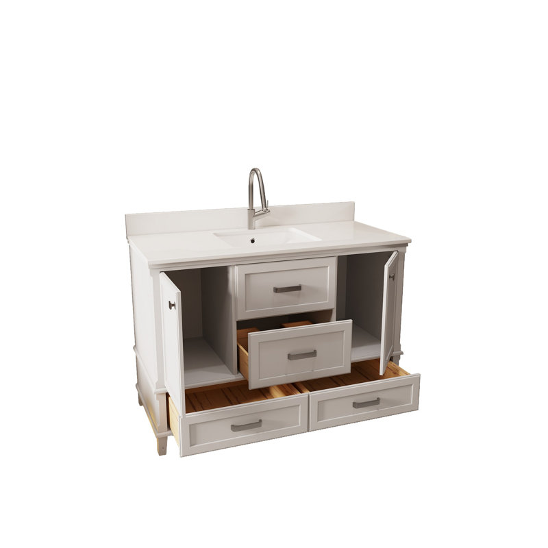 Ensemble de meuble-lavabo simple 47,2 po avec miroir Clerence, gris