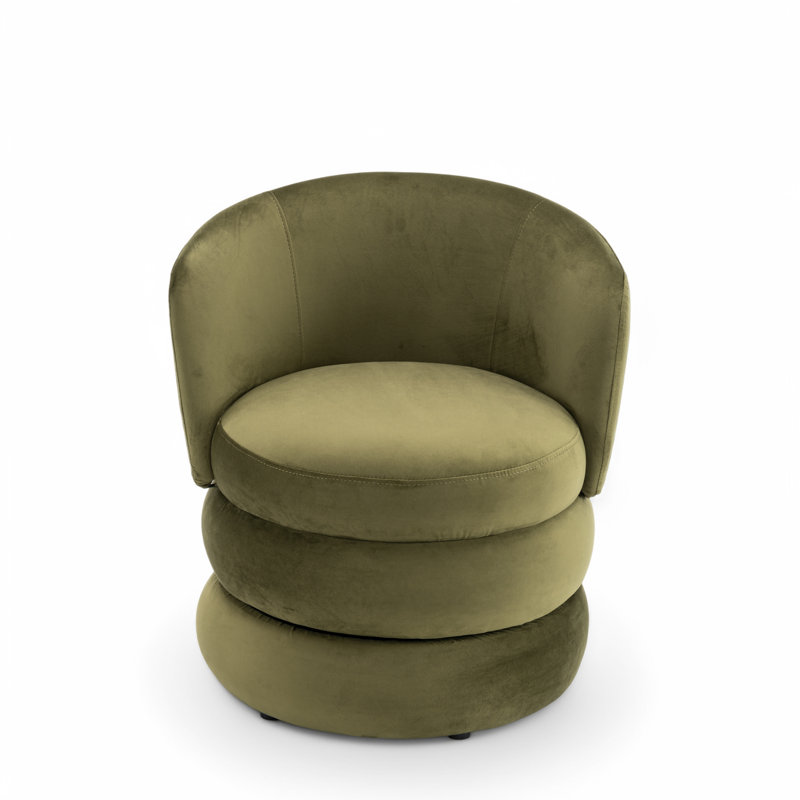 Upholstered Swivel Barrel Chair, Sage Green Velvet