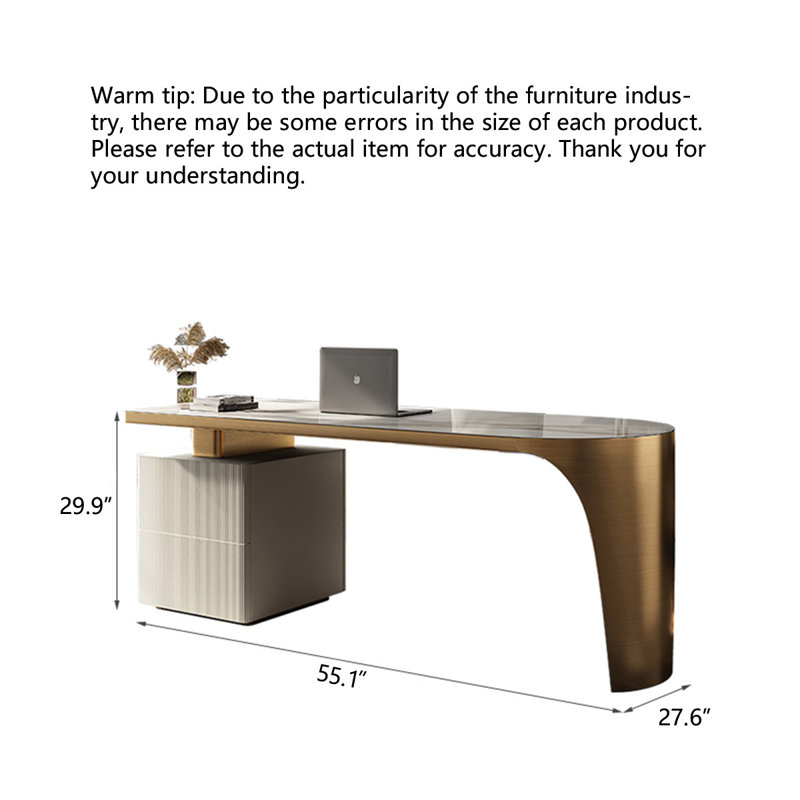 Bureau d'ordinateur Italian Minimalist, H 29,92 po x l 55,12 po x P 27,56 po