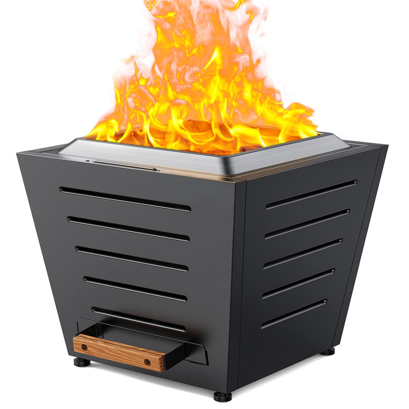 25 Inch Smokeless Fireplace - Stainless Steel Portable Outdoor Heating With Top Vents And Ash Tray Efficient Heater Bottom Heat Control
