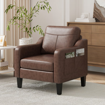 Fauteuil large en similicuir rembourré